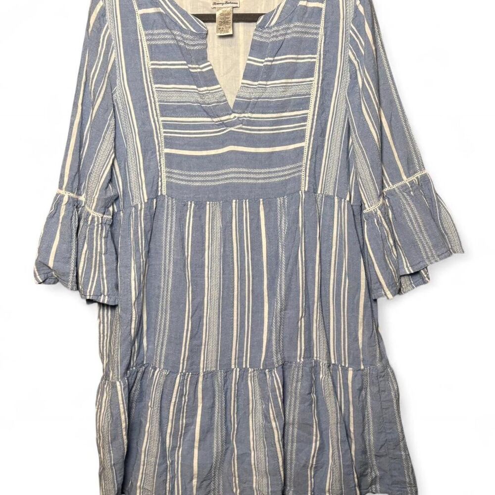 Tommy Bahama striped cotton fluted vacation dress